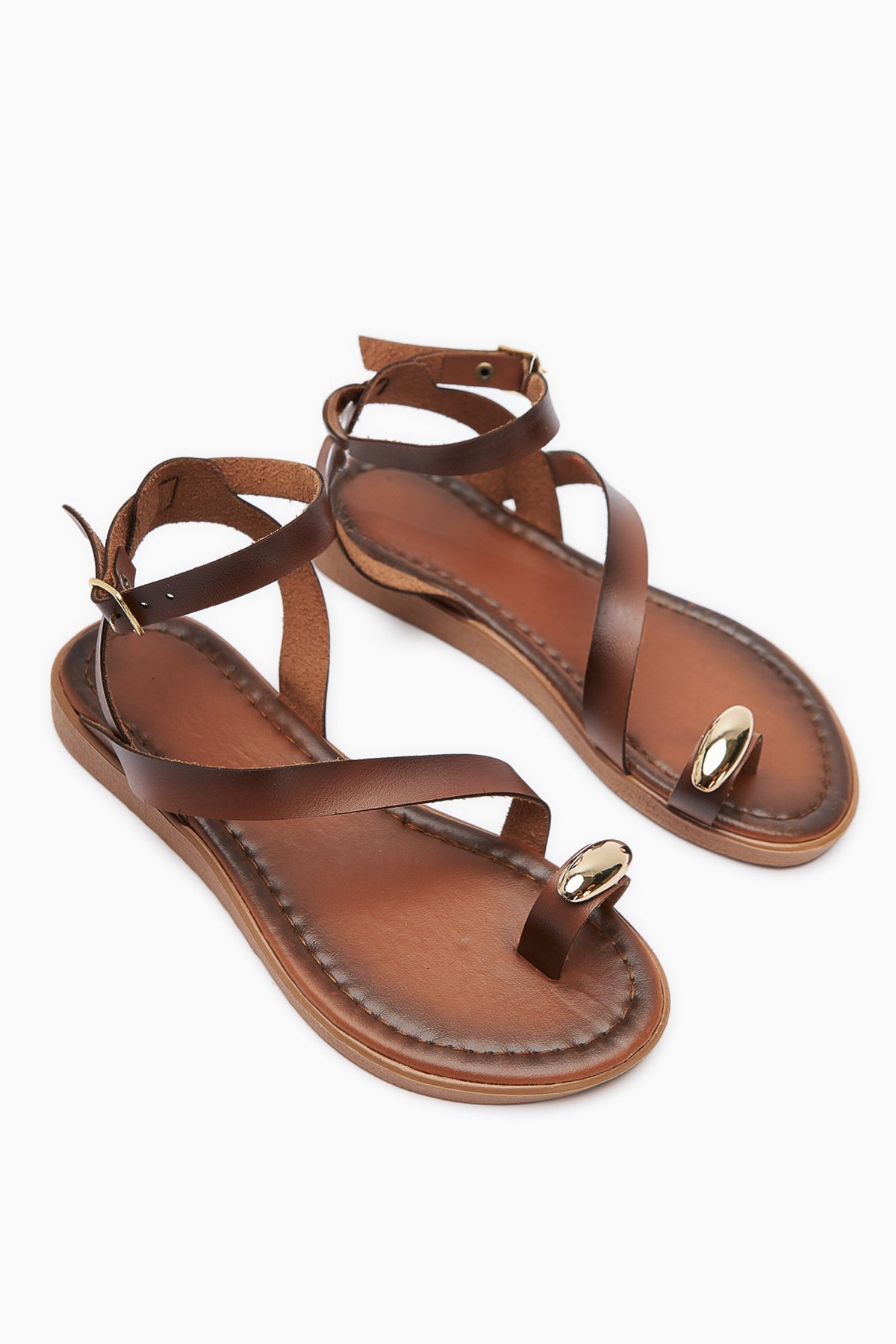 Anisa Taba Kreuzriemen-Schnalle Zehentrenner Damen Sandalen