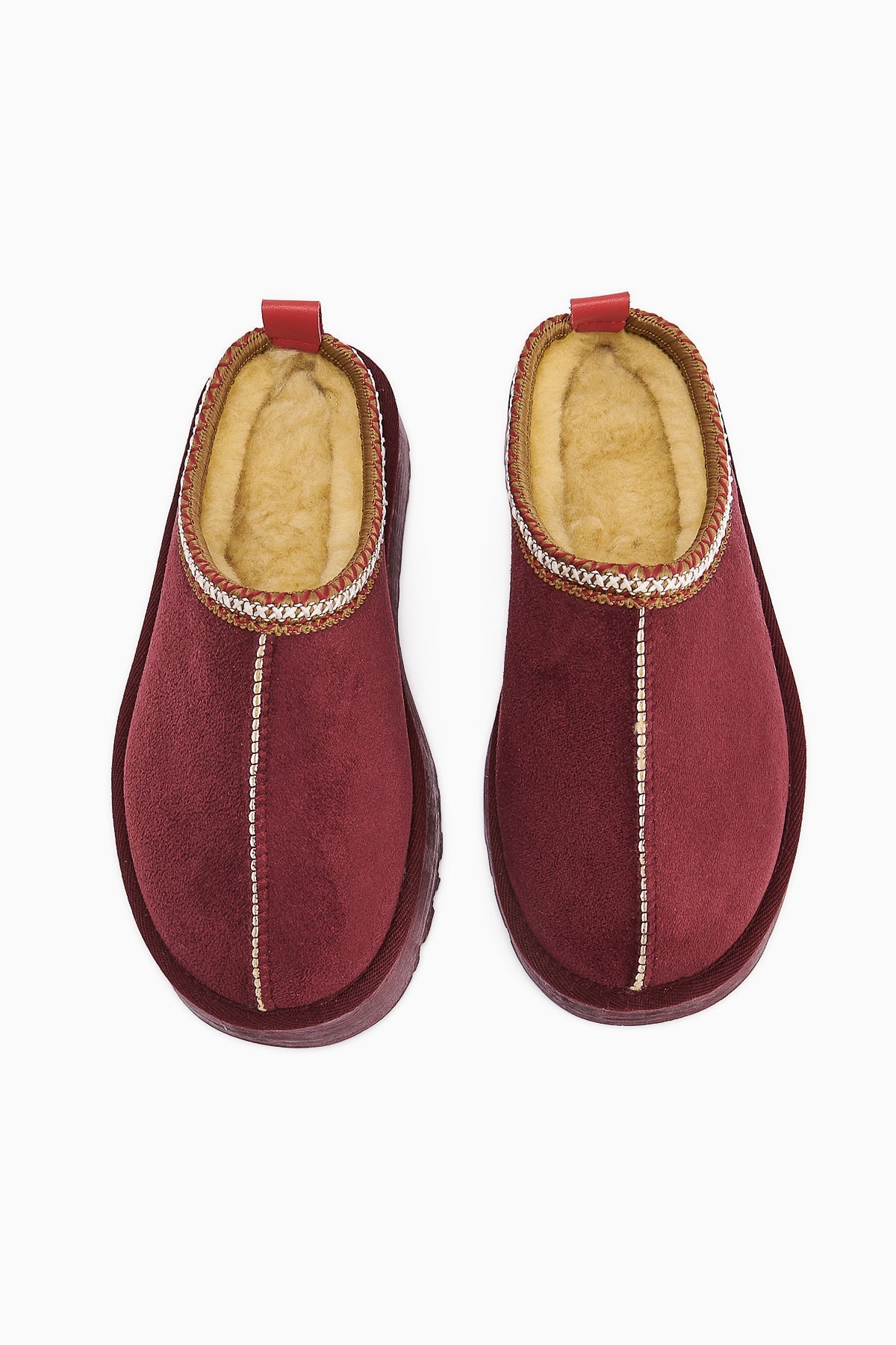 Anne-Liis Burgundy Suede Woven Detail Winter Slipper