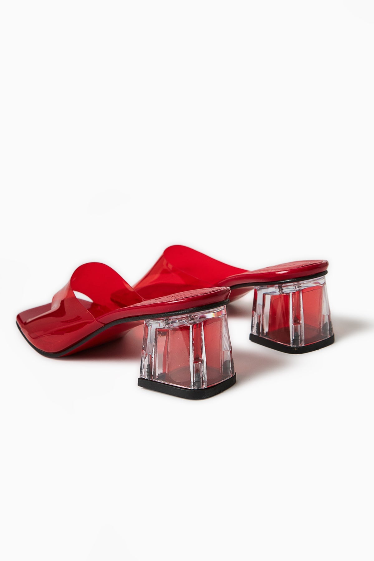 Persa – Rot Slide mit Transparent-Riemen und Transparent-Absatz (Damen)
