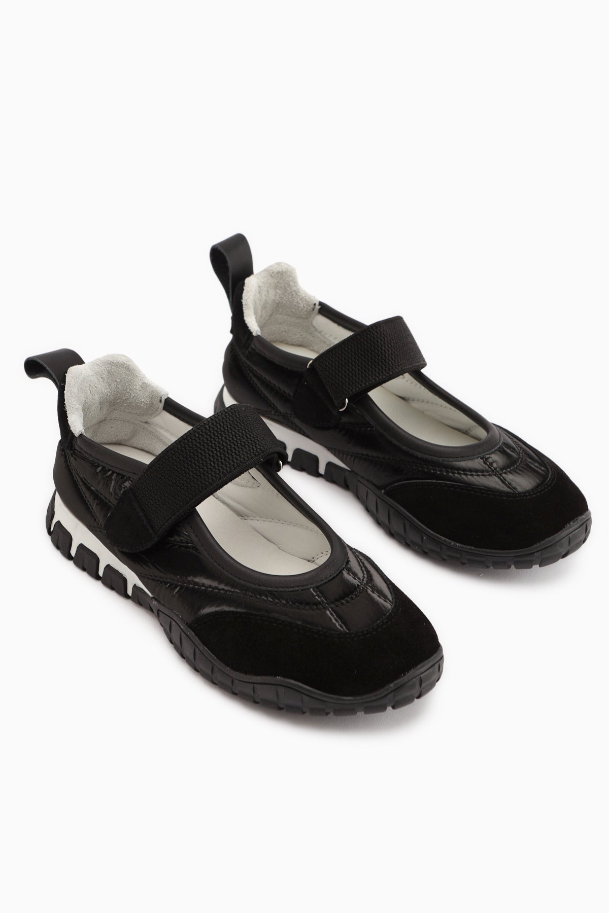 Nora Black Fur-Lined Velcro Sporty Ballet Flat
