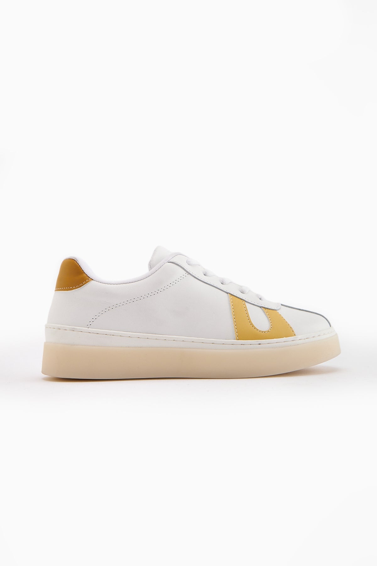 Eddie Genuine Leather White Yellow Sneaker Women's Shoe