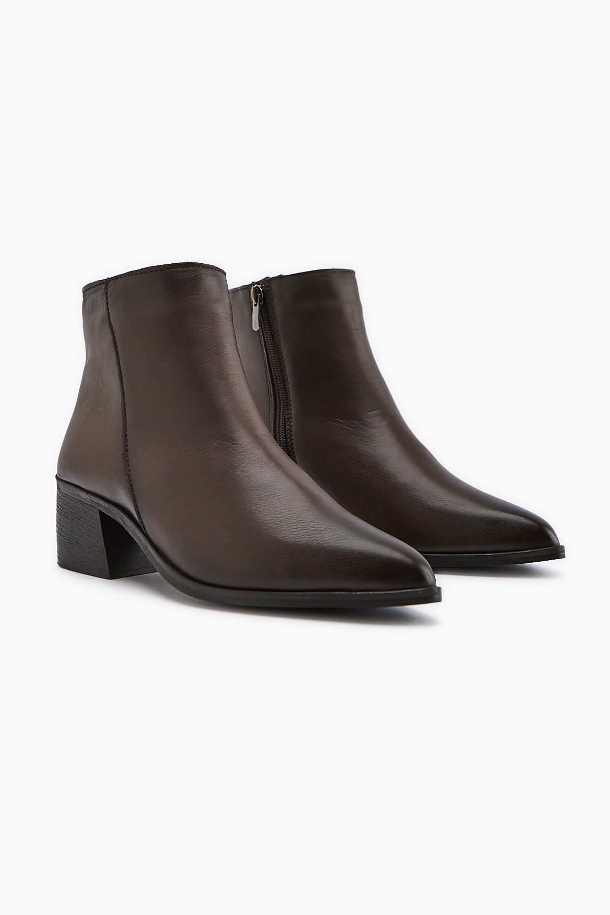 Mita Genuine Leather Coffee Heeled Women's Boot