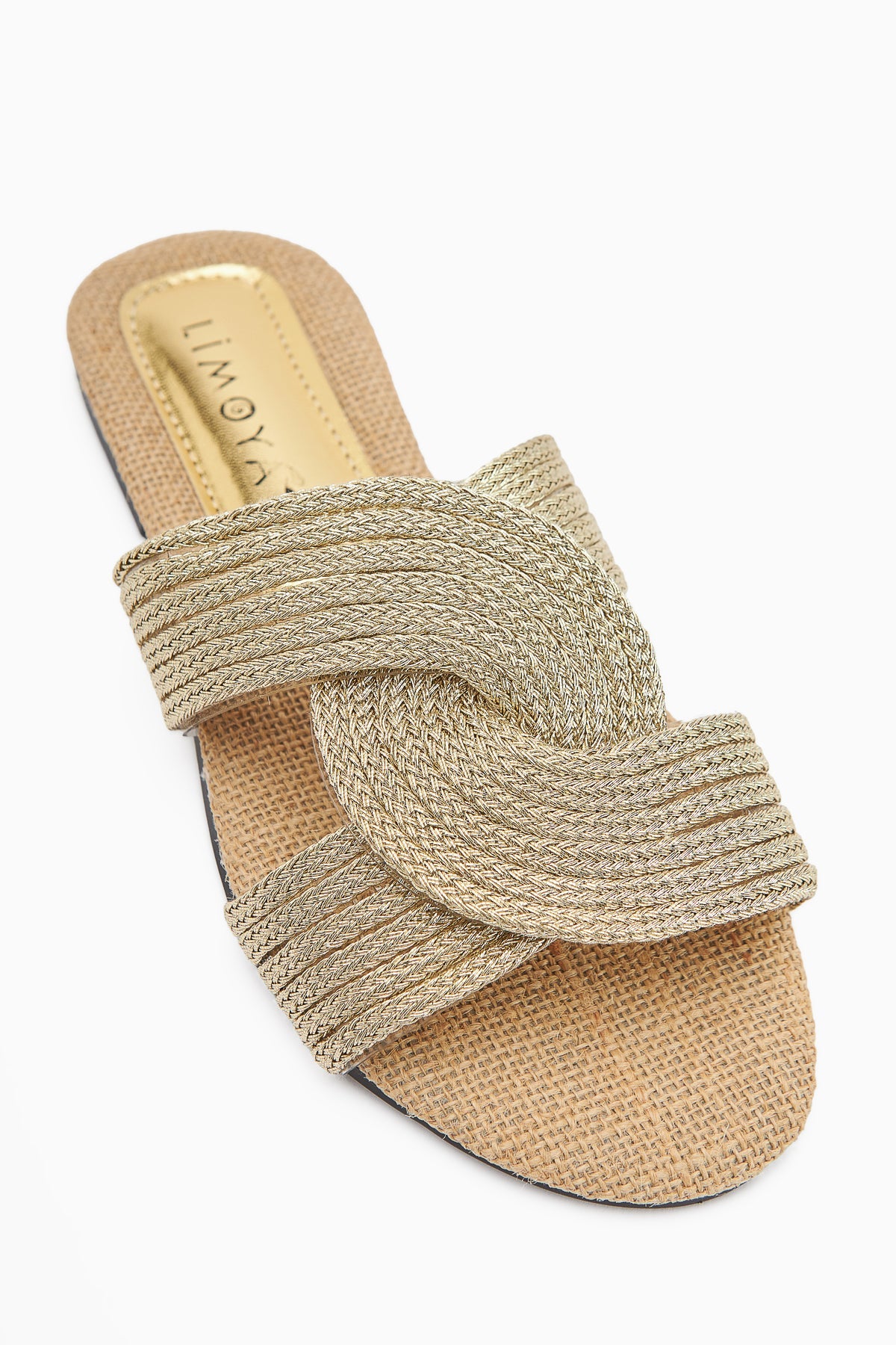 Nihaal Stroh Kreuz-Riemen Flache Damen Hausschuhe