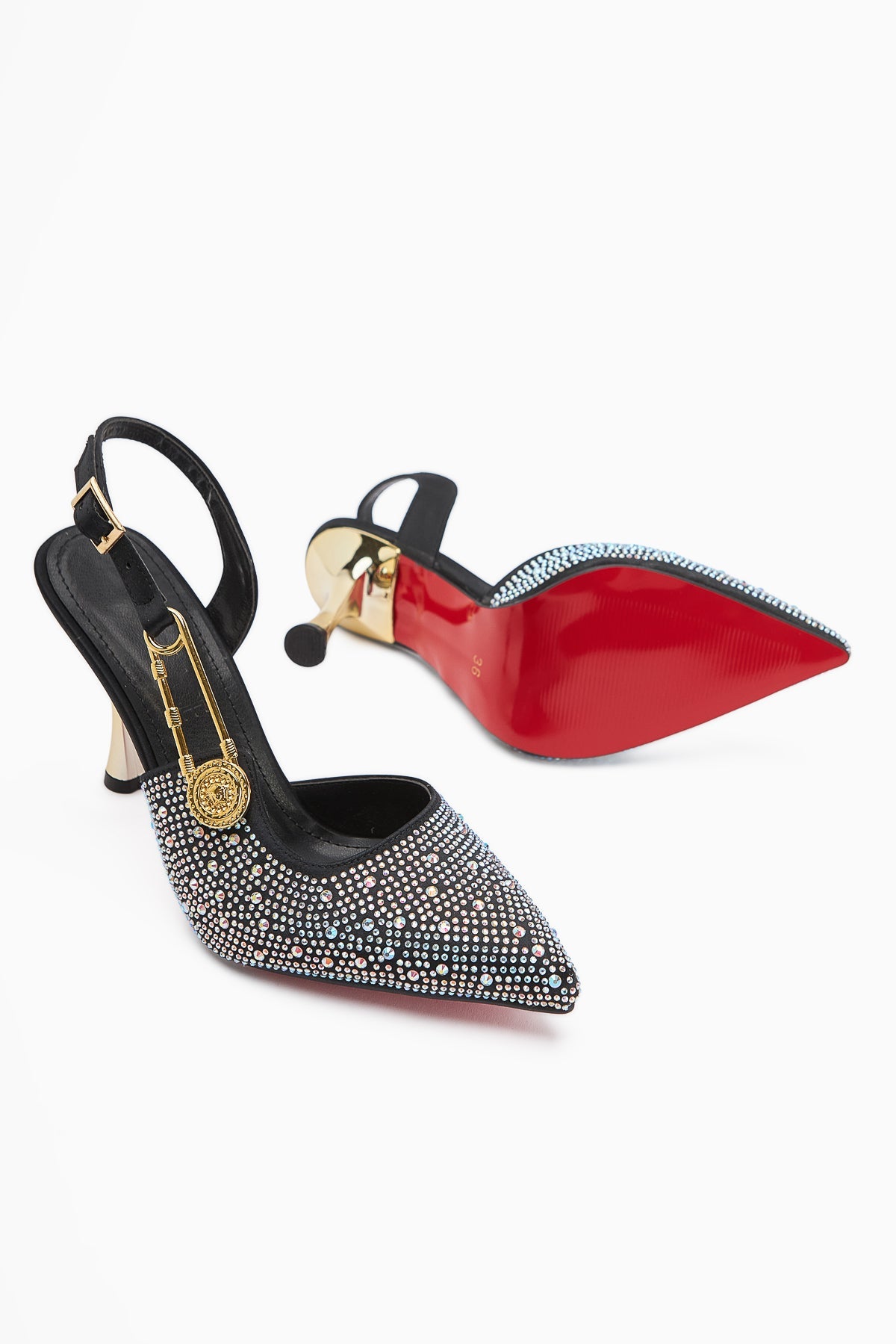 Denise Silber Knöchelriemen Absätze mit Edelsteinen