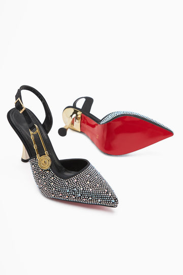 Denise Silber Knöchelriemen Absätze mit Edelsteinen