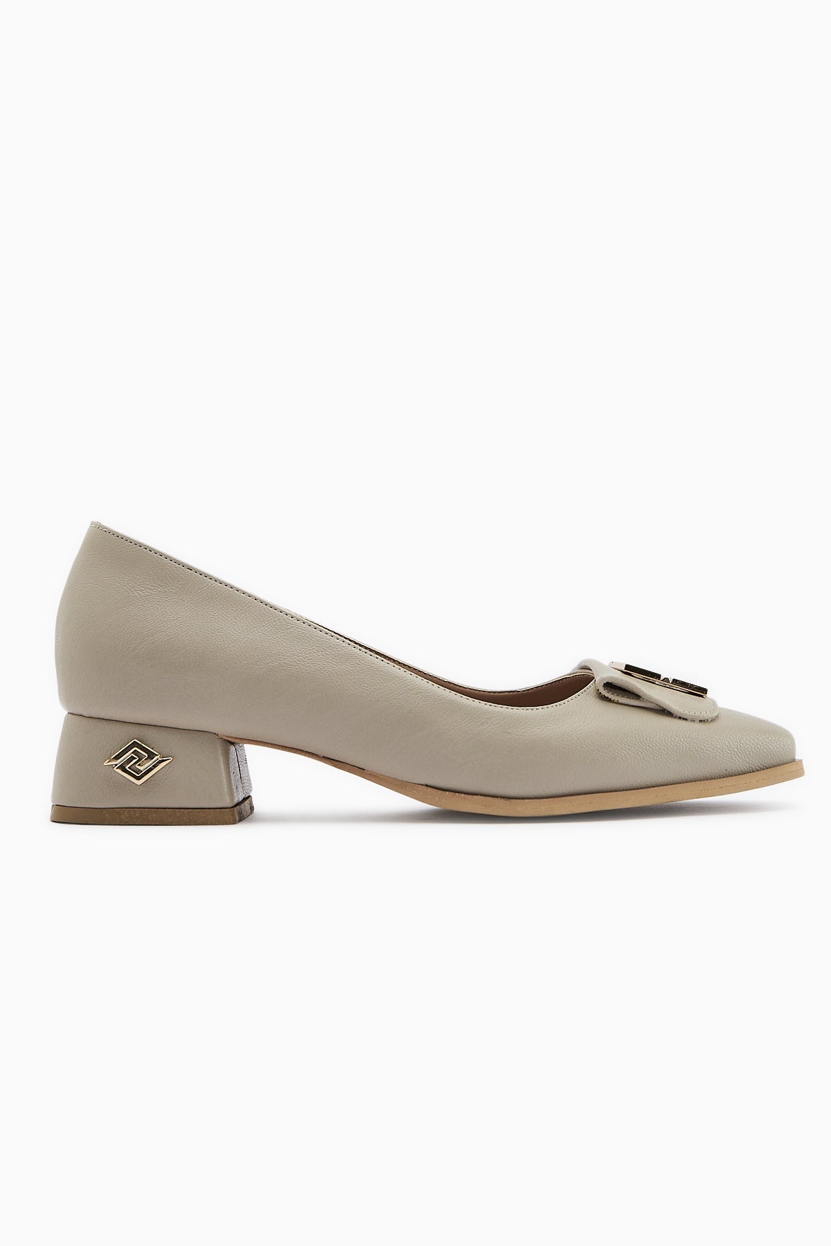 Emmy Beige Buckled Low Heeled Women's Shoe