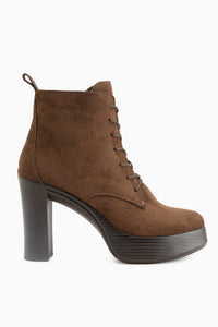 Camia Braun Wildleder Schnür-Platform Damen Stiefel