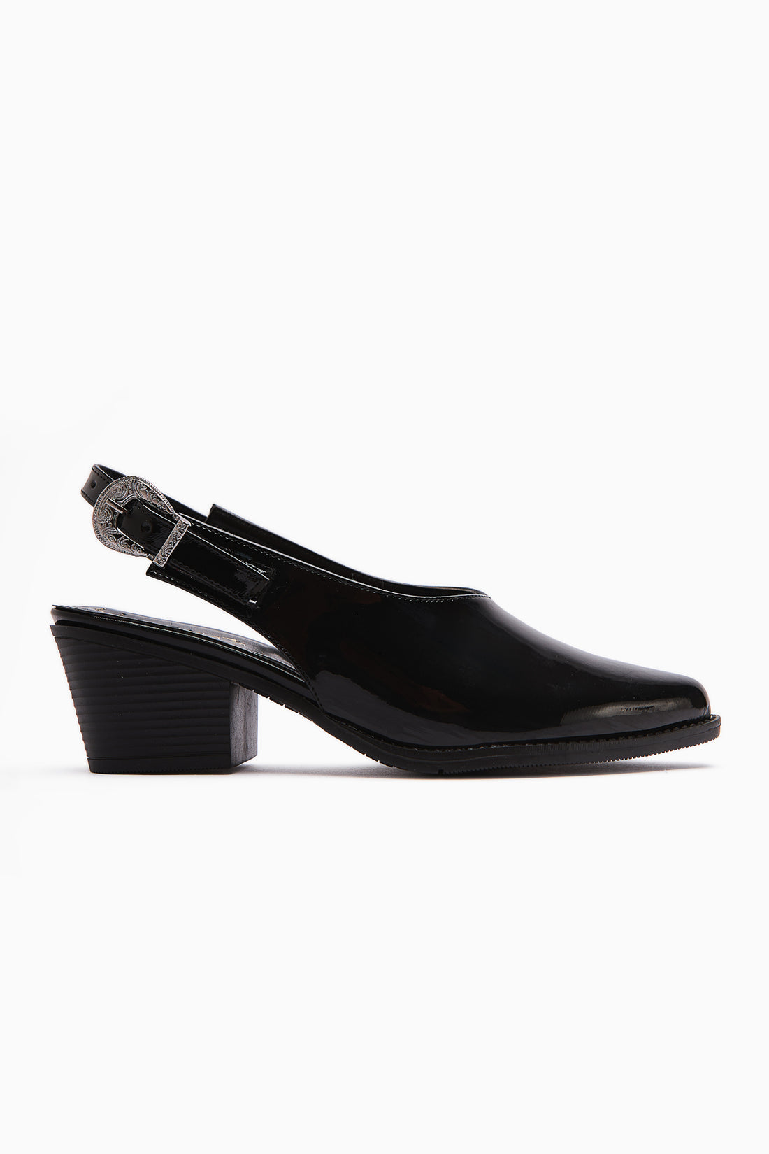 Emira Black Patent Leather Pointed Toe Closed Toe Women's Sandals