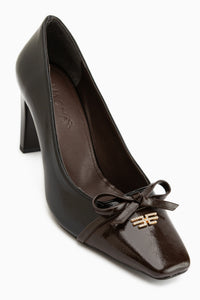 Dina Schwarz Schleifen Detail Damen Absatzschuhe