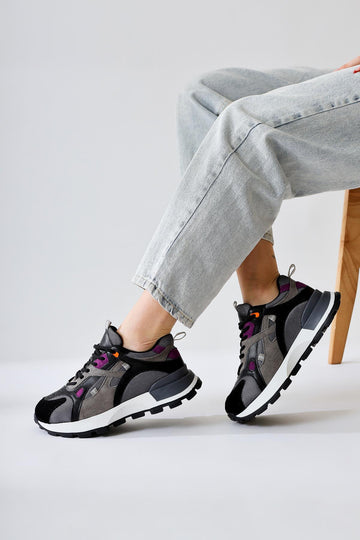 Siska Black Suede Lace-Up High Heel Sneakers