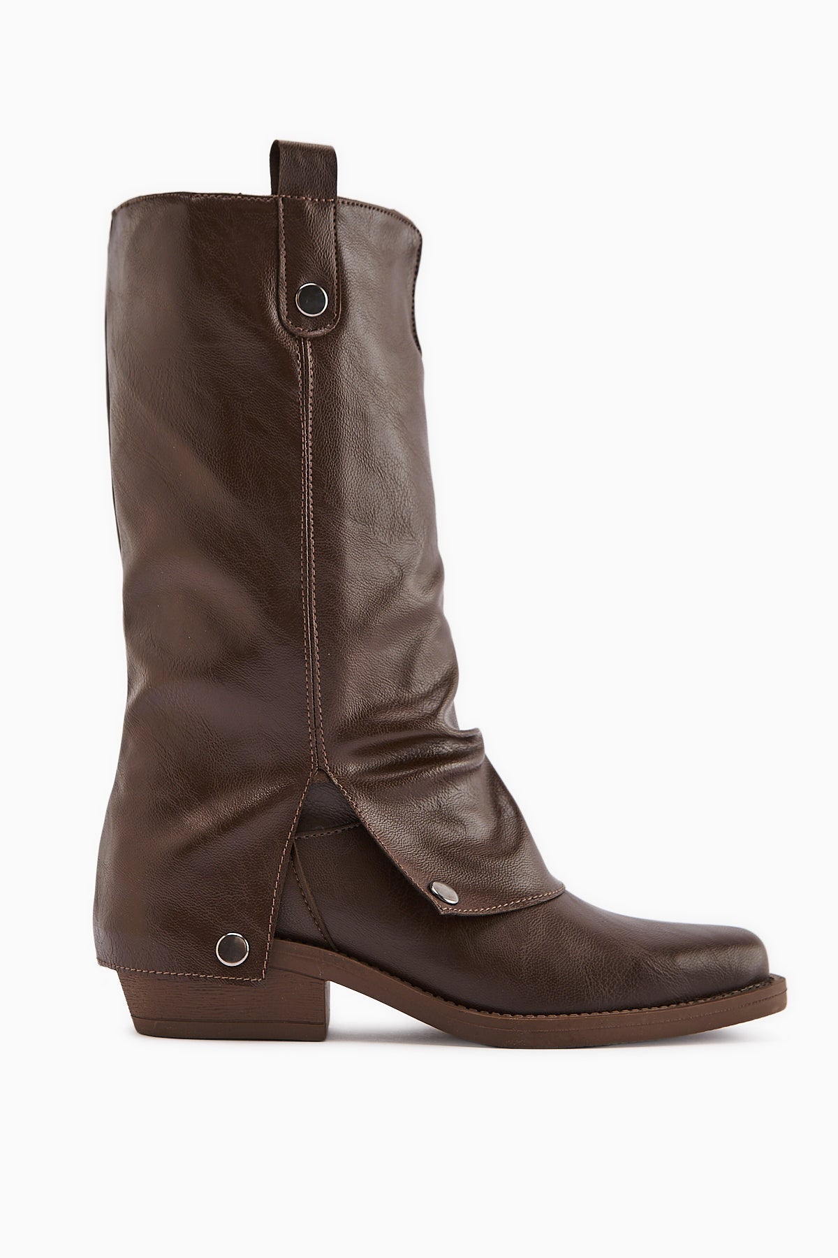 Fadia Coffee Square Toe Pleated Women's Boot