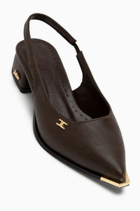 Norah Braun Elastisch Kurz Absatz Damen Schuhe