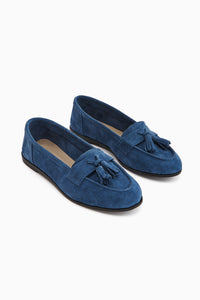 Doris Genuine Leather Blue Suede Tassel Women's Loafer