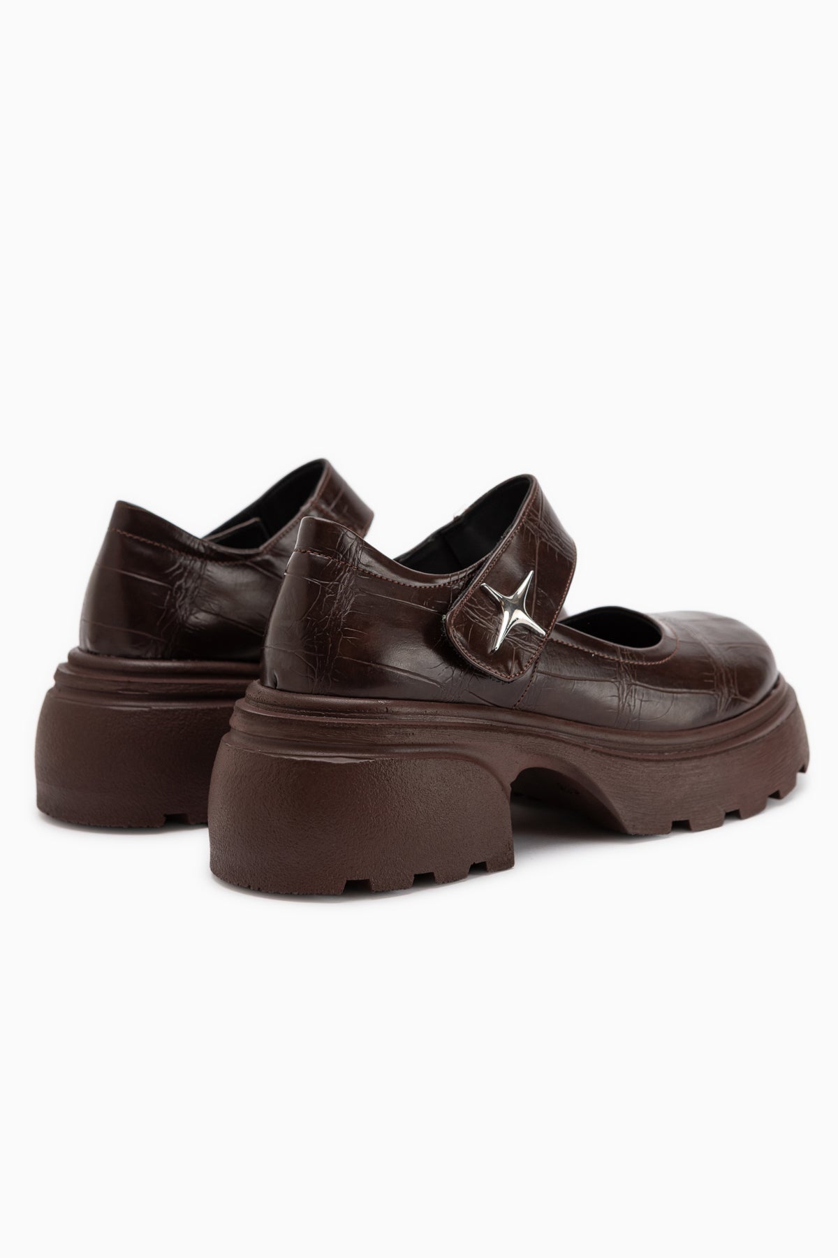 Deena Brown Crocodile Platform Women’s Mary Jane Shoes
