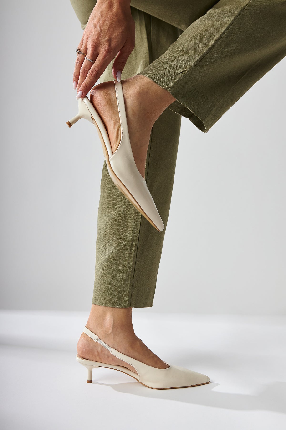 Sanni Beige Spitz Zehen Damen High Heel Sandale