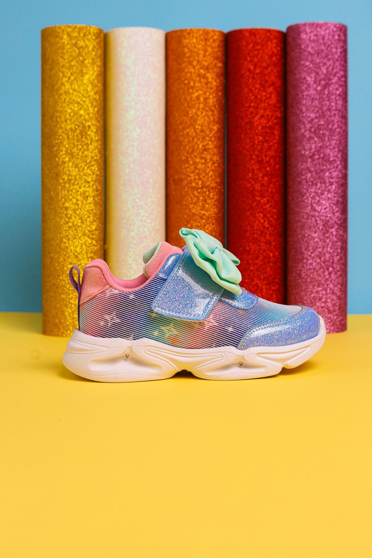 Gaia Blaue Kinder Sportschuhe mit Schleifendetail und Leuchtfunktion