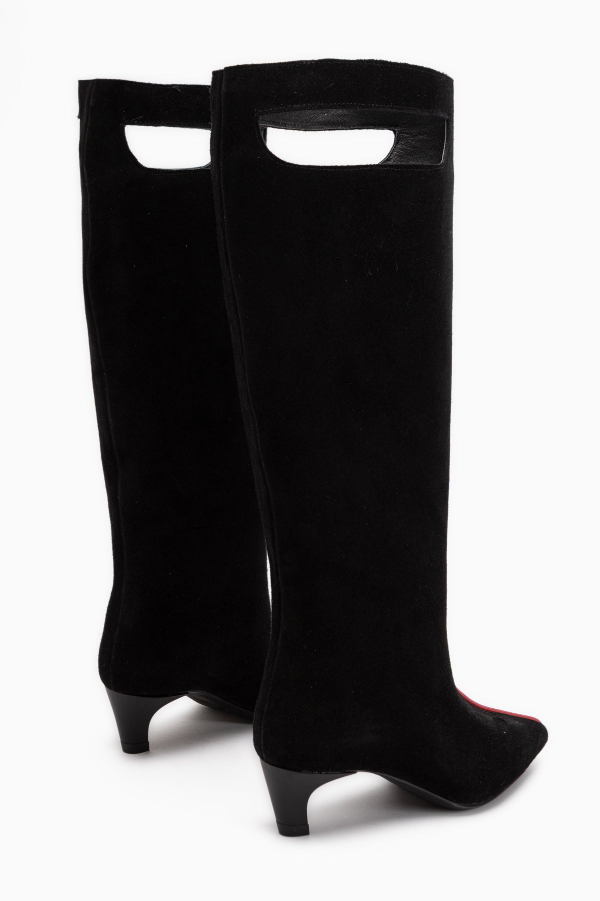 Gena Echtes Leder Schwarz Wildleder Kurze Absatz Damen Stiefel