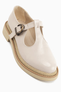 Naila Beige Schnallenriemen Damen Loafer Freizeit Schuhe