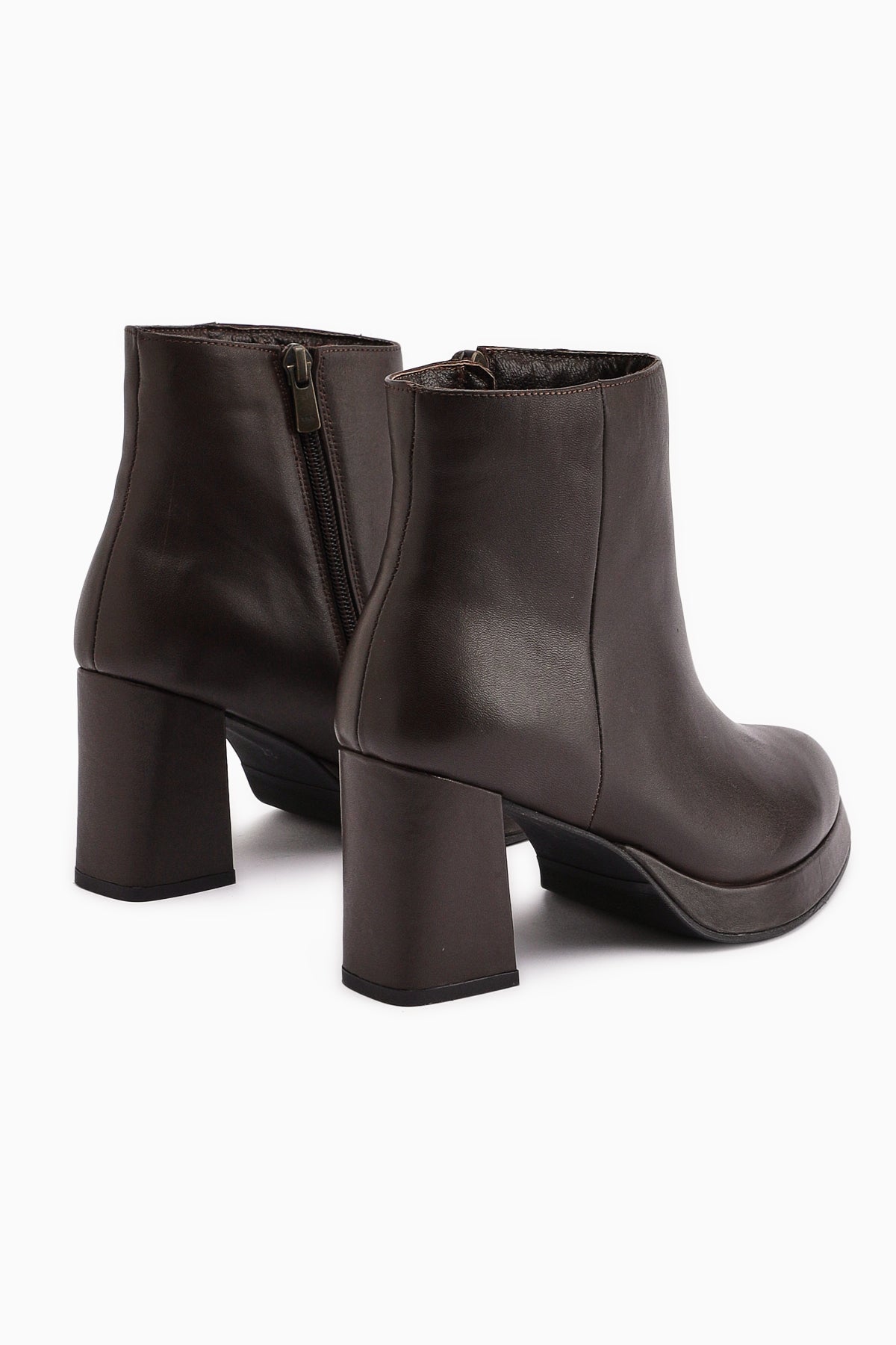 Gaby – Braun [Echtleder] Stiefelette mit Plateau und Absatz (Damen)