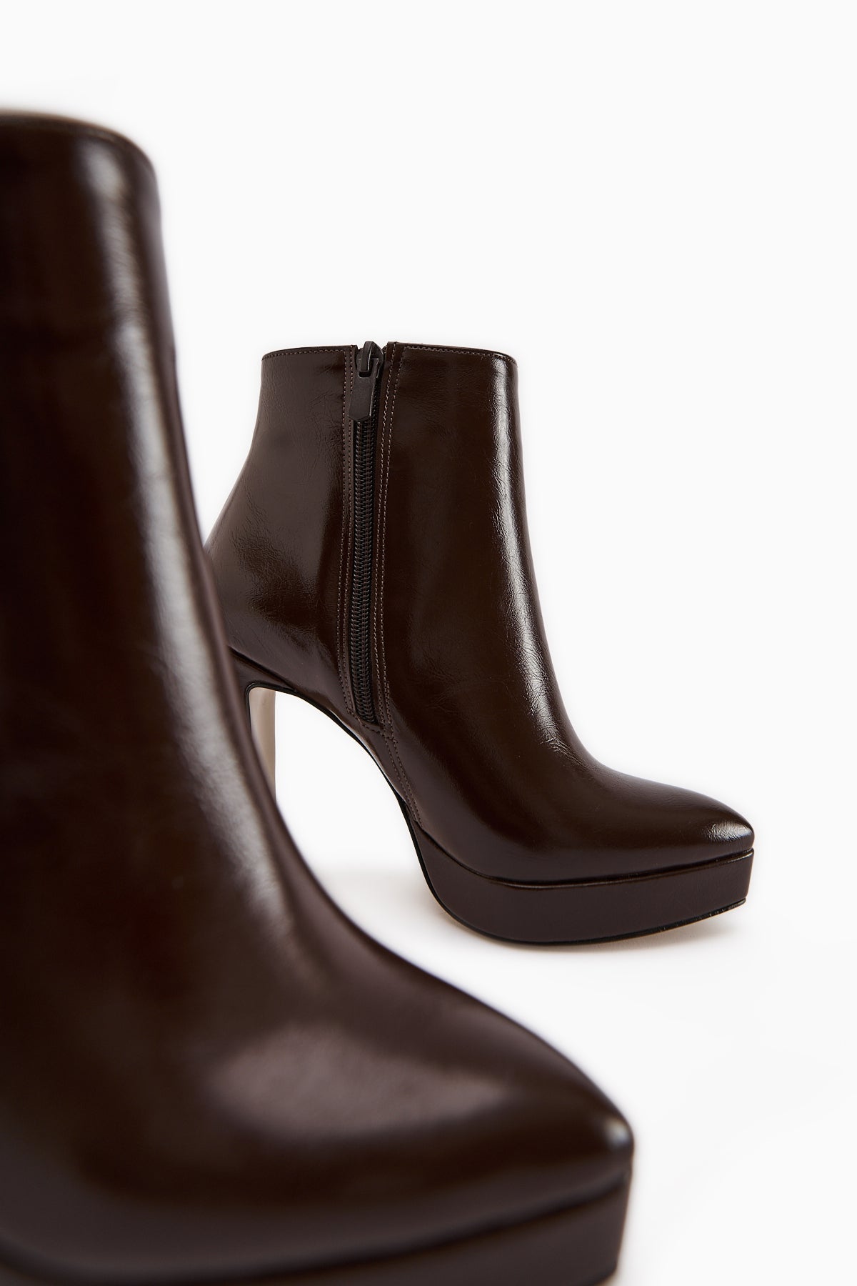 Abbie Coffee Pointed Toe High Heel Zippered Boot