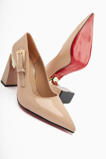 Vania Metallic Absatz Lackleder Damenschuhe in Zehn