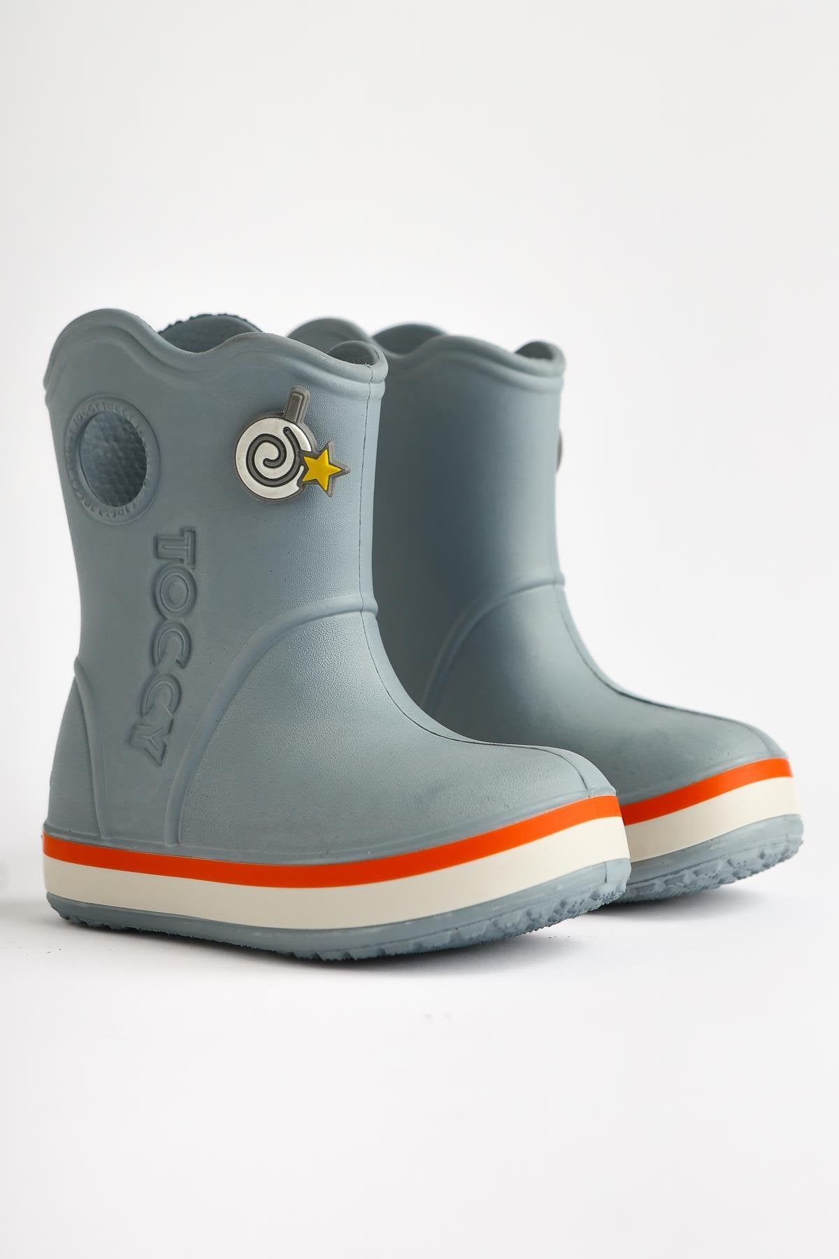 Christa Grau Pin Detail Wasserdichte Kinderstiefel