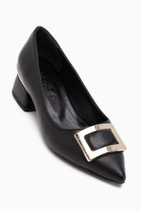 Charoline Schwarze Schnalle Kurze Absatzspitze Schuhe