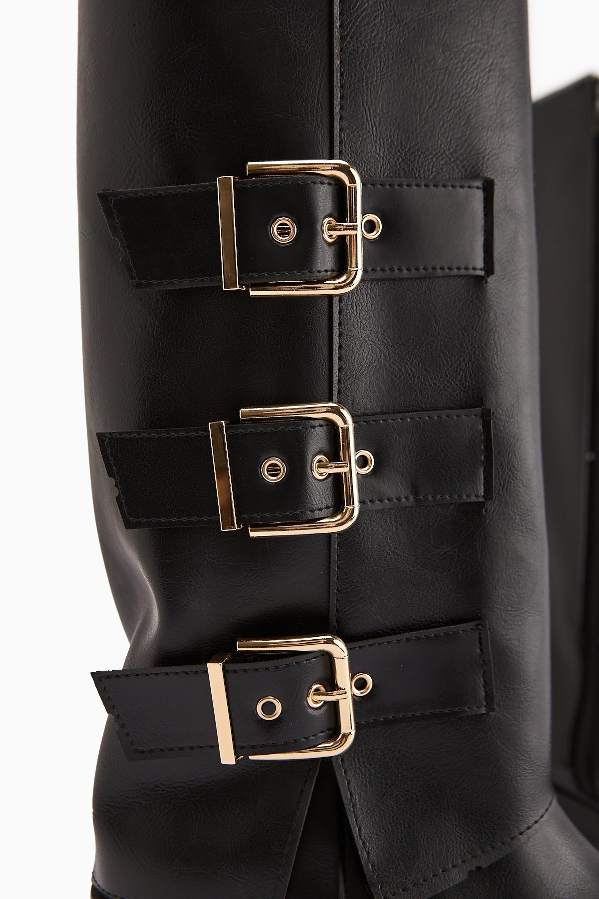 Adelina Black Leather Belted Women's Biker Boot