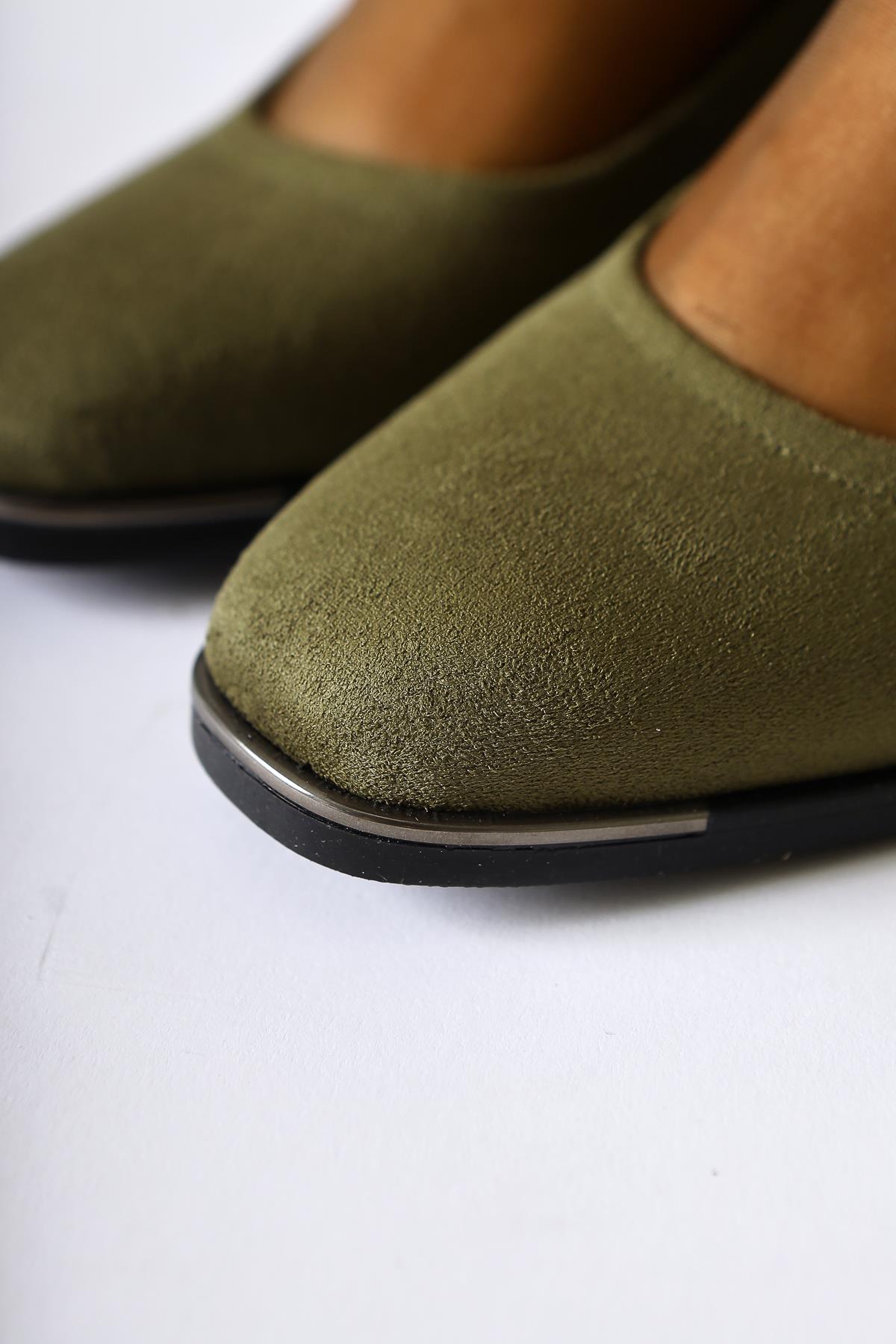 Rosaria Khaki Suede Single Strap Low-Cut Casual Shoes