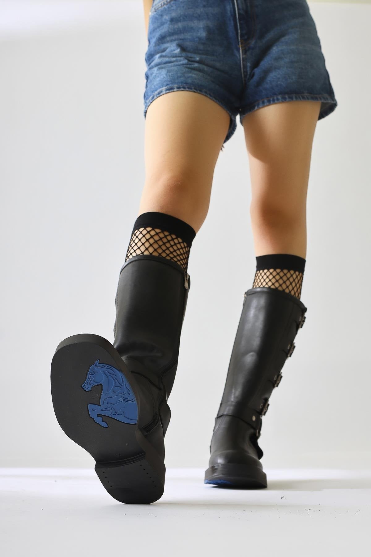 Luella Schwarzer Gürtel Accessorized Reißverschlussstiefel