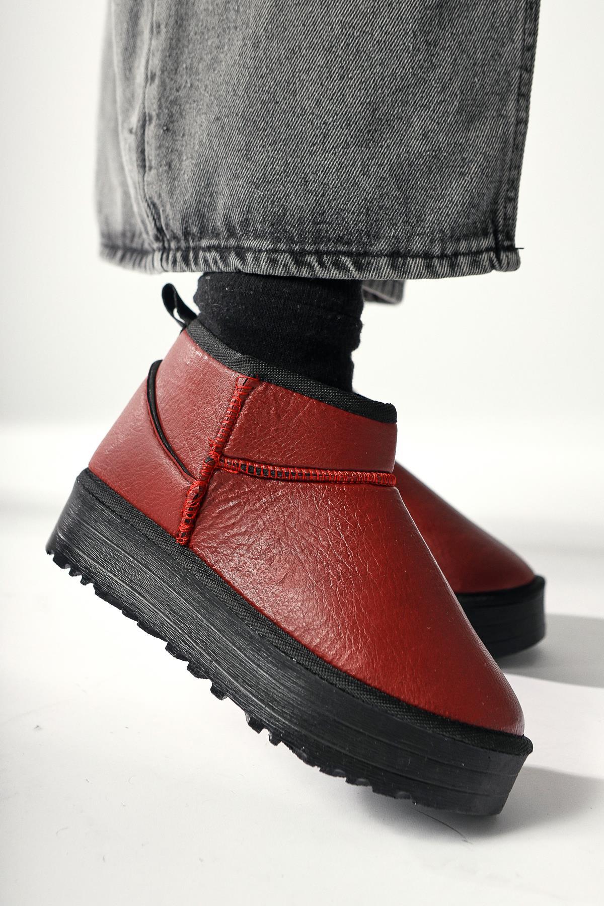 Jiman – Burgundy Thick-Sole Ankle Boot (Women)