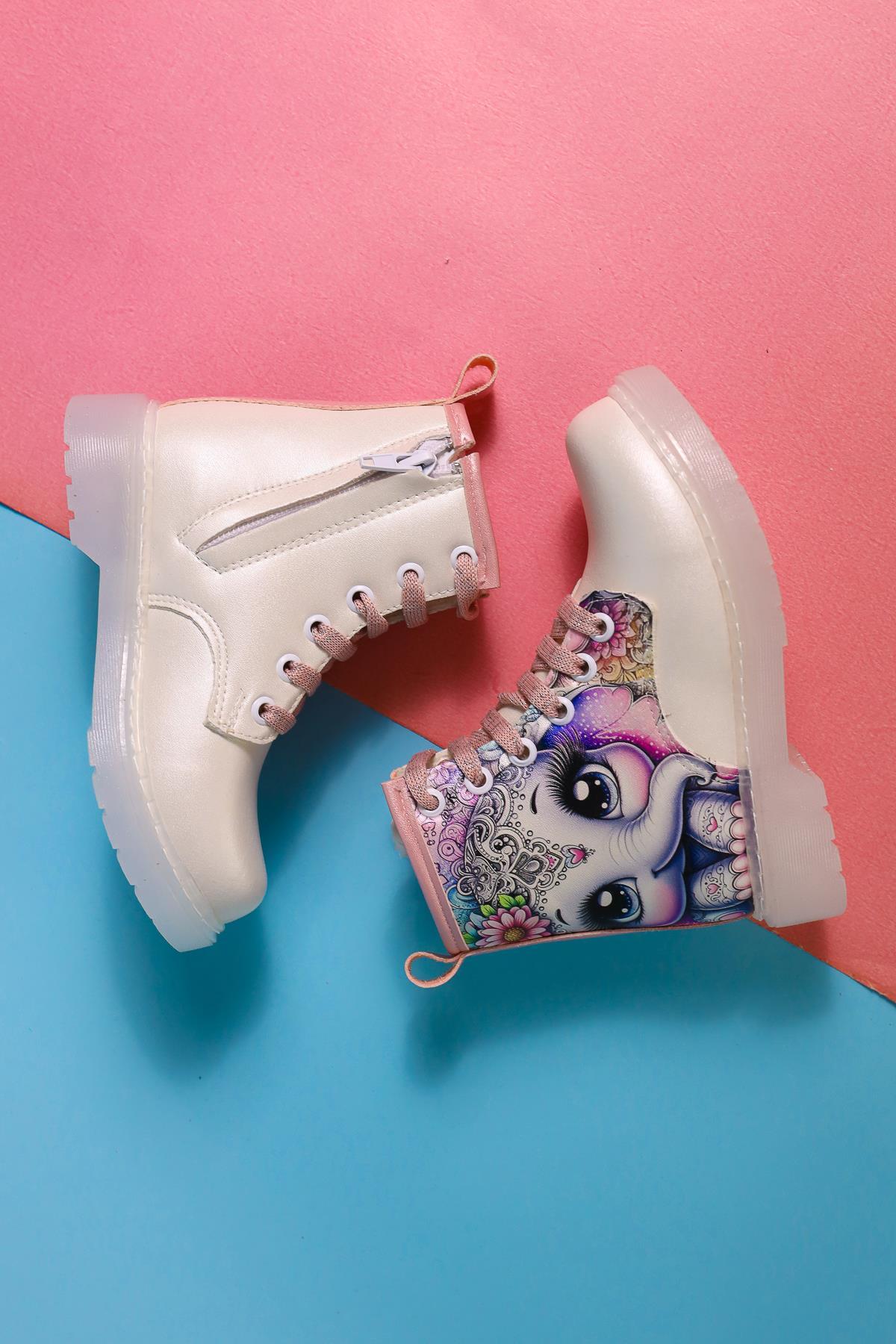 Lovise Perlmutt Cartoon-Charakter Druck Schnür-Kinderstiefel