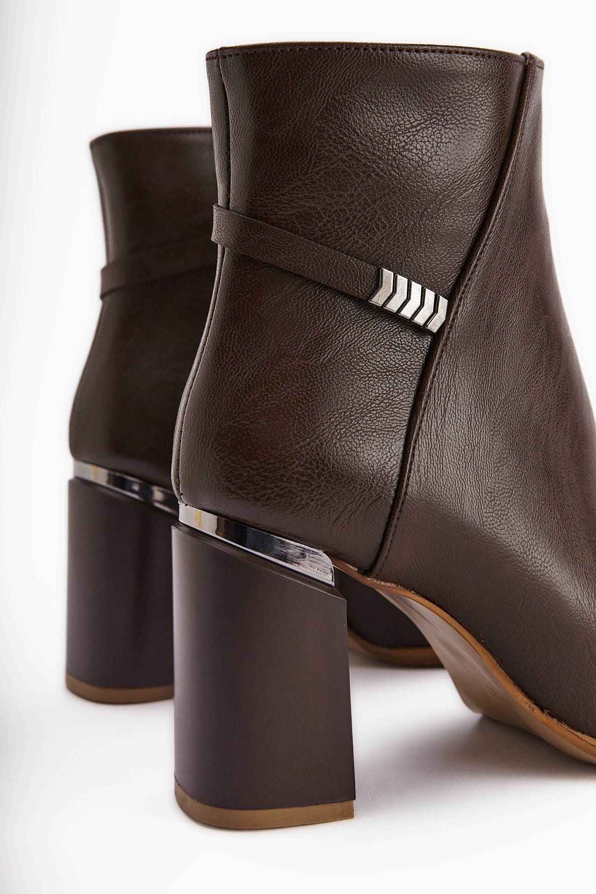 Lamia Brown Buckle Detailed Heeled Women's Boot