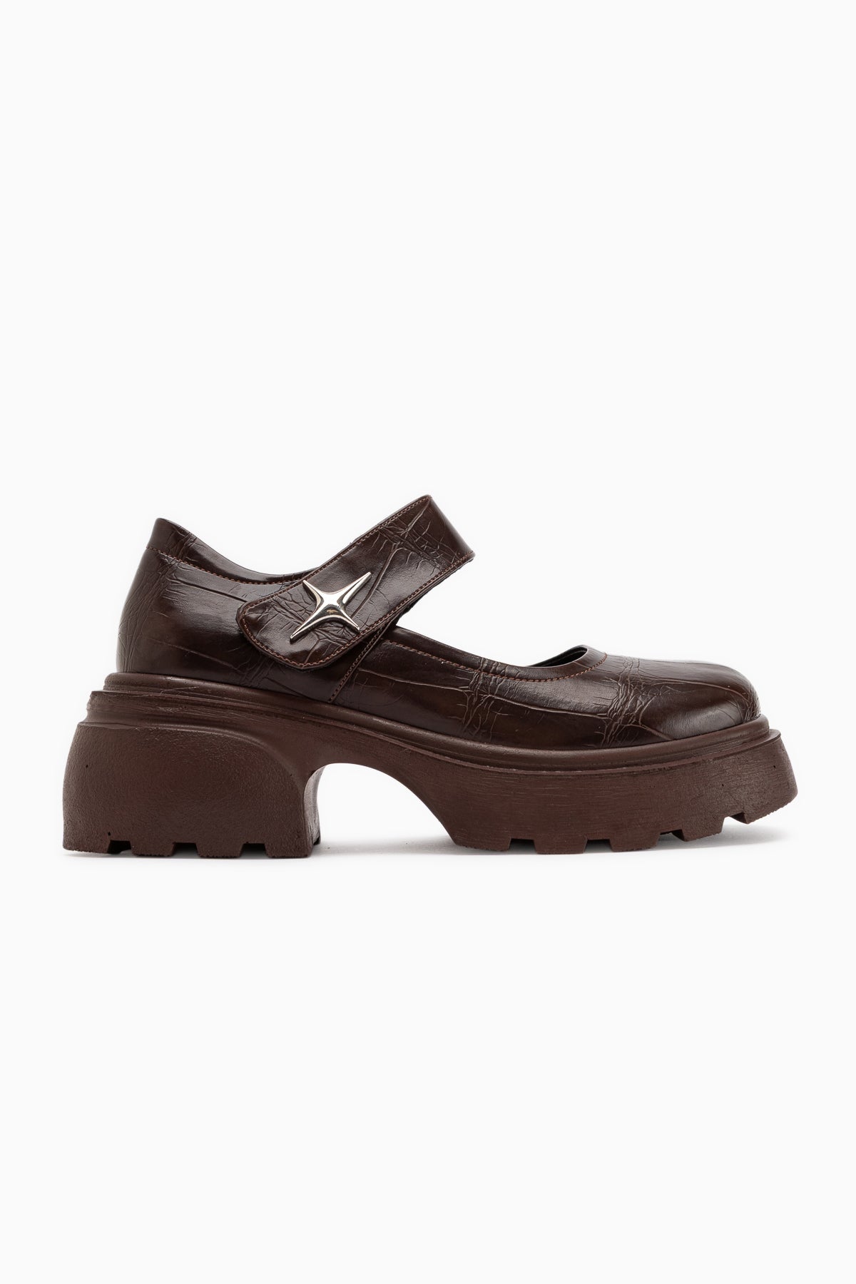 Deena Brown Crocodile Platform Women’s Mary Jane Shoes