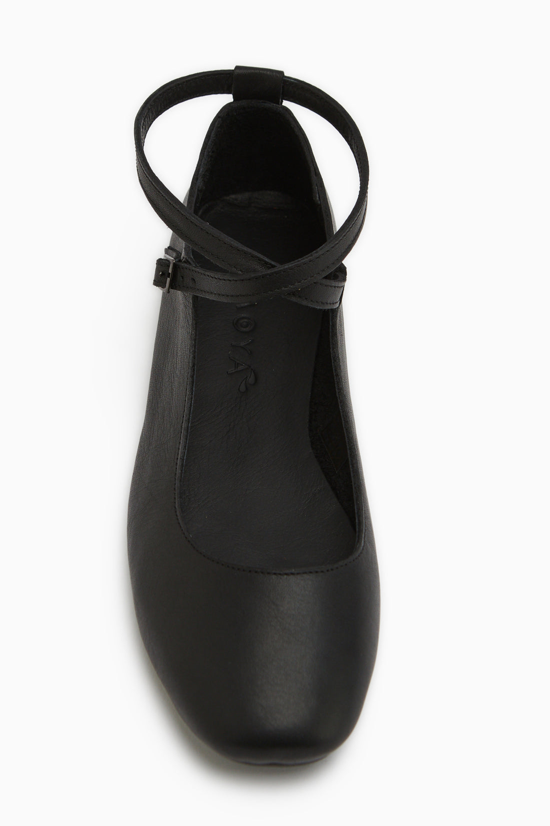 Echtes Leder Schwarze Kreuzriemen Damen Ballerinas
