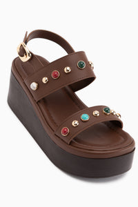 Mariah Brown Beaded Detailed Women’s Wedge Sandal