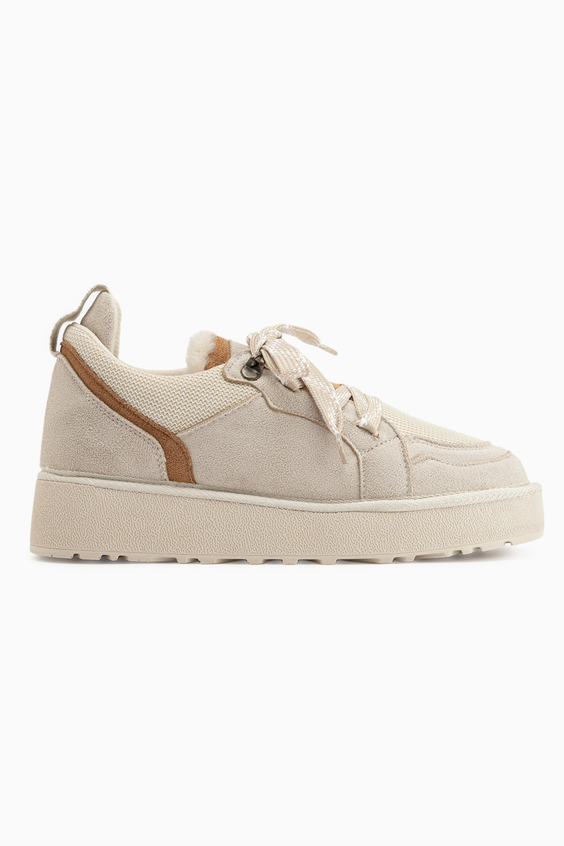 Reni Beige Wildleder Dicke Sohle Damen Freizeitschuhe