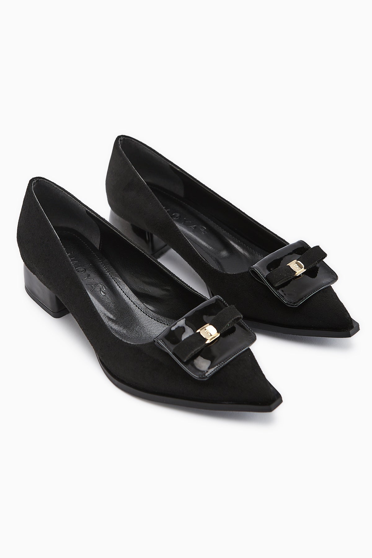 Boel Black Suede Buckled Low-Heeled Women's Shoe