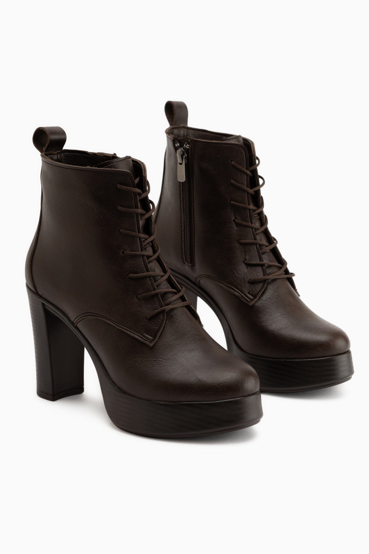 Camia Braun Schnür-Platform Absatz Damen Stiefel
