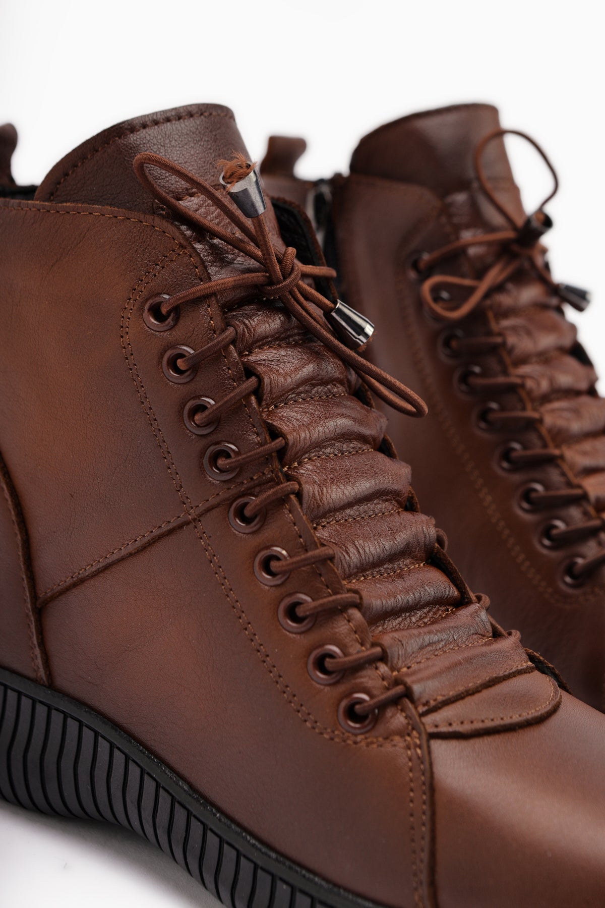 Jina – Braun Echtleder Stiefelette mit Schnürung (Damen)