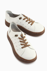 Judi Echtes Leder Weiß Bequeme Sohle Damen Sneaker