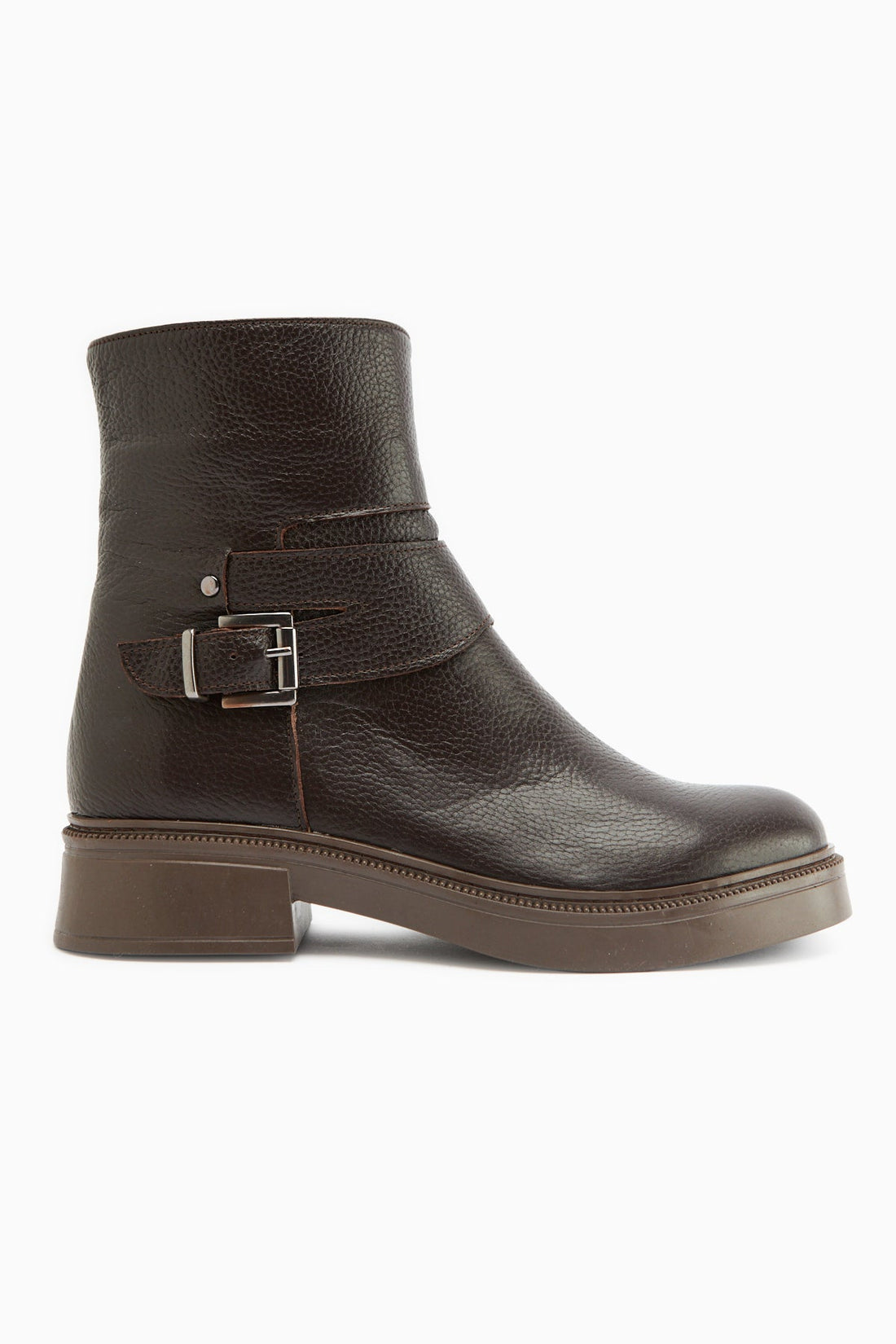 Clary – Braun Echtleder Stiefelette mit Riemen-Detail und Absatz (Damen)