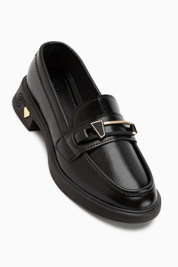 Emilia Schwarze Schnalle Damen Loafer Alltagsschuhe