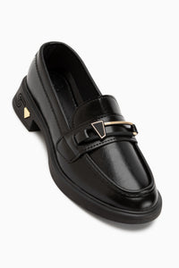 Emilia Schwarze Schnalle Damen Loafer Alltagsschuhe