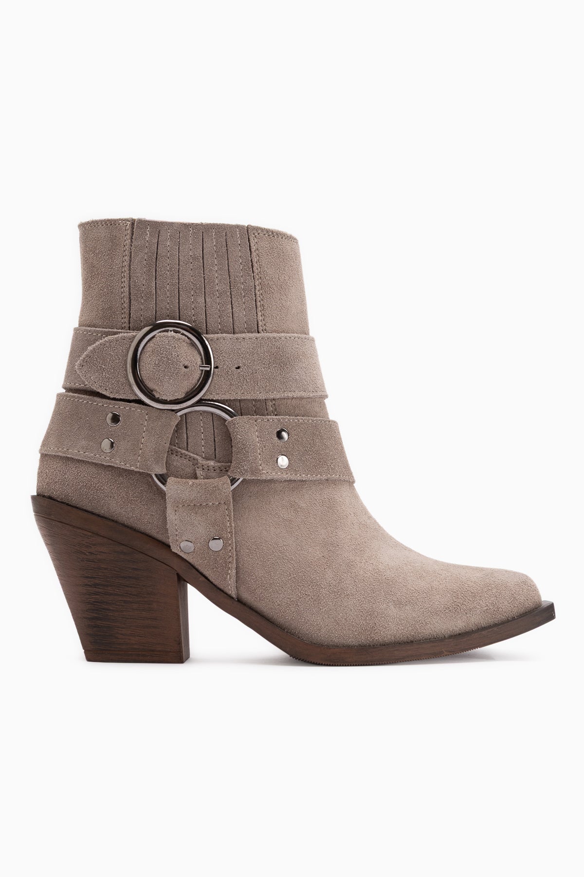 Yuri Echtes Leder Mink Doppel Schnalle Dick Absatz Damen Cowboy Stiefel