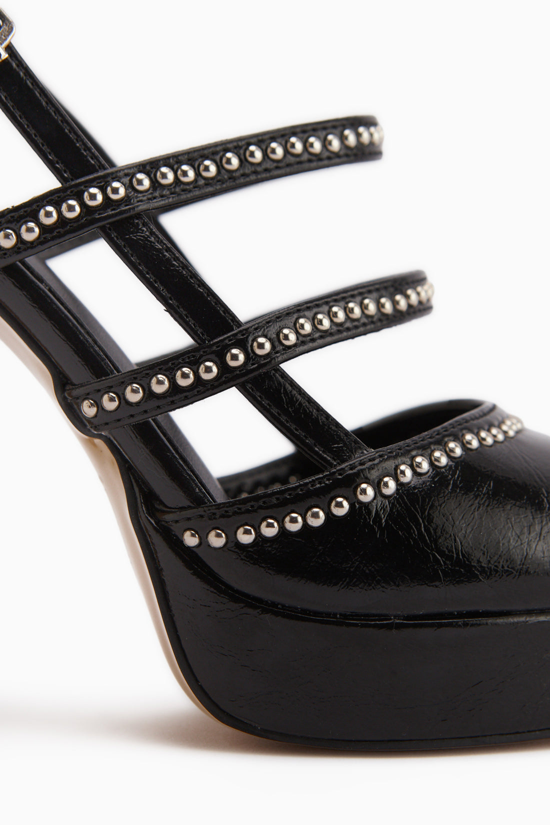 Milea Schwarz Nieten Detail Damen Plattform Absatzschuhe