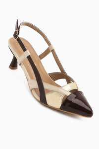Merry Echtes Leder Beige Geschlossene Zehe Damen Absatzschuhe