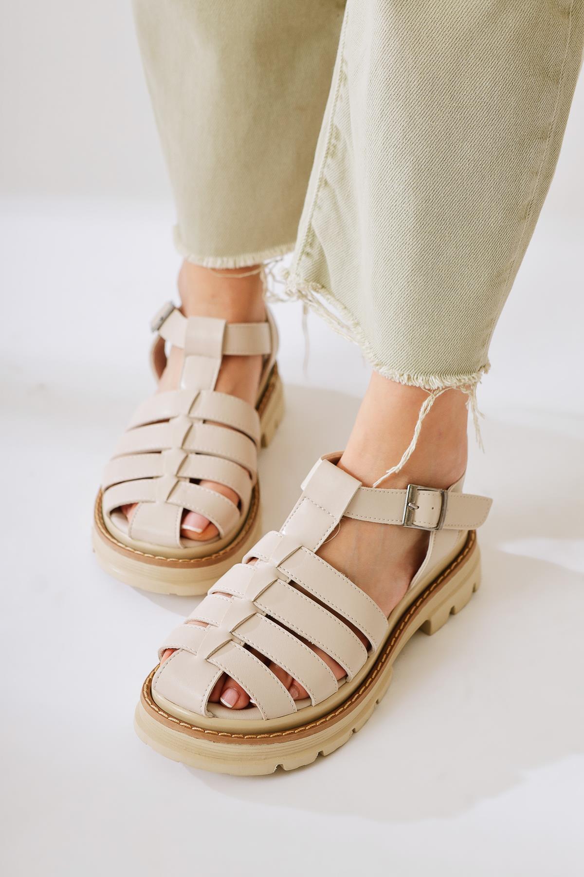 Tylia Beige Chunky Sole Sandals