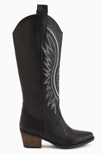 Hero Schwarze Bestickte Cowboy Stiefel