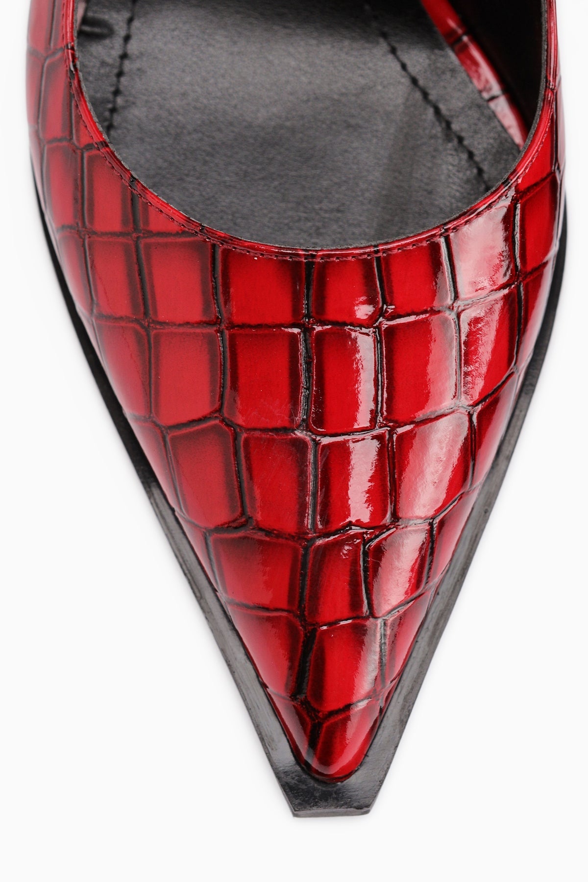 Lucy Burgundy Croco Thick Heeled Women's Stiletto